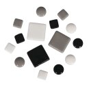 Mosaiksteine-Mischung (ca. 395 St.), 10x10mm, 20x20mm, ø 12mm, Eimer 500g, Schwarz/Weiß-Töne