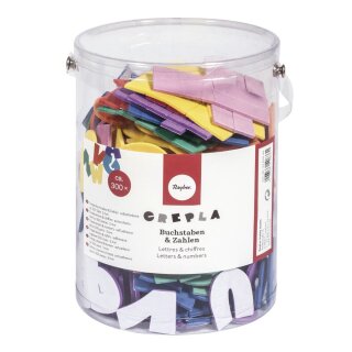 Moosgummi Buchstaben und Zahlen, selbstklebend, gemischt, Dose 300 Stück, gemischt