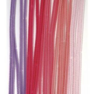 Chenilledraht, 30 cm, . 25 Stück, Stärke 6 mm, rosé-Töne, sortiert