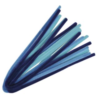 Chenilledraht-Mischung, 50x0,9cm, sortiert,  10Stück, blau Töne