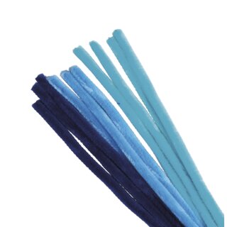 Chenilledraht-Mischung, 50x0,9cm, sortiert,  10Stück, blau Töne