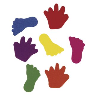 Moosgummi Hände&Füße, 2 Sorten, 3-3,5cm,  130Stück, gemischt