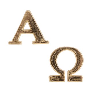 Wachsmotiv: Alpha + Omega, 2,5cm,  2Stück, gold