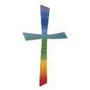 Wachs-Motiv Kreuz Regenbogen, 10,5x5,5cm,  1 Stück