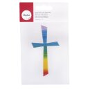 Wachs-Motiv Kreuz Regenbogen, 10,5x5,5cm,  1 Stück