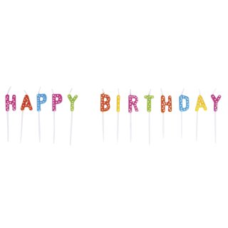 Kerzensticks HAPPY BIRTHDAY, 1,5x7,7cm, 13 Buchstaben,  , bunt