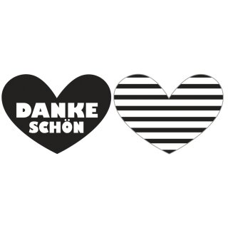 Labels Dankeschön, Streifen, 30x22mm, Herz, SB-Btl 2Stück