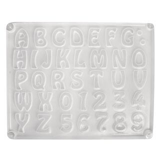 Gießform: Buchstaben/Zahlen, 37 Motive, ca.2-3cm, Größe: 23,2x18,3cm