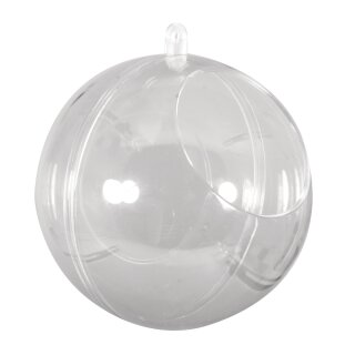Plastik-Kugel, 2tlg., 10cm ø, mit Ausschnitt ø6cm, kristall