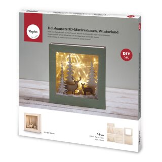 Holzbausatz 3D-Motivrahmen Winterland FSC100% 20x20x6,6cm 14-tlg