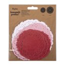 Spitzenpapier Set: Rund, 10cm+14cm, SB-Btl 60Stück, weiß/rot/pink