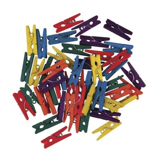 Mini-Holzwäscheklammern, 2,5 cm, . 48 Stück, gemischt