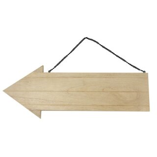 Holz-Pfeil mit Metallkette, 38,5x14,8cm, Stärke 1,1cm