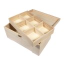 Holz Schatulle mit Einsatz, 2teilig, 28x18x13,5cm, 6 Fächer