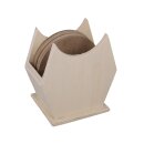 Holz Box FSC Mix Credit, 10cm ø, mit 6 runden MDF-Untersetzern