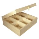 Holz Teebox, FSC Mix Credit, 6 Fächer, 21,5x18x7cm