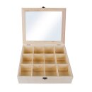 Holz-Teebox,12 Fächer, FSC Mix Credit, 28,5x23,5x7cm, Fächer je 6,5x7cm