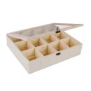 Holz-Teebox,12 Fächer, FSC Mix Credit, 28,5x23,5x7cm, Fächer je 6,5x7cm