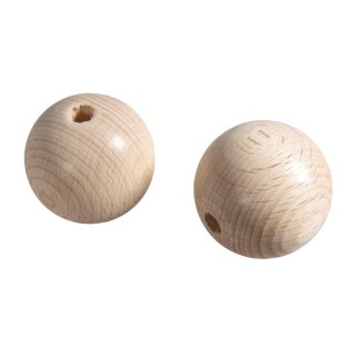 Rohholzkugeln FSC100%halbgebohrt, 30mm ø, Bohrung 6mmø,  4 Stück