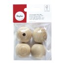 Rohholzkugeln FSC100%halbgebohrt, 30mm ø, Bohrung 6mmø,  4 Stück