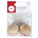 Rohholzkugeln FSC100%halbgebohrt, 40mm ø, Bohrung 8mmø,  2Stück