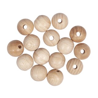 Rohholzkugeln FSC 100%,gebohrt, 15mm ø, 4mm - DL,  15 Stück