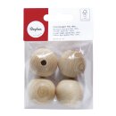 Rohholzkugeln FSC 100%,gebohrt, 30mm ø, 6mm - DL,  4 Stück