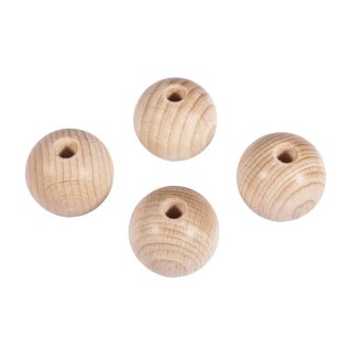 Rohholz-Kugeln, durchgebohrt, 30mm ø, 6 mm Bohrung,  4 Stück