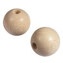 Rohholz-Kugeln, durchgebohrt, 45mm ø, 8 mm Bohrung,  2Stück