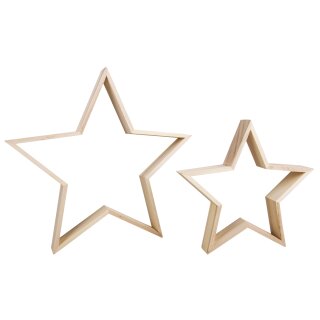 Holz Rahmen Set Stern 35 + 24,5 cm ø, Tiefe 4cm 2 Stück