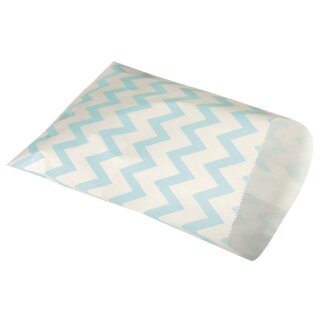 Papiertütchen Lebensmittelecht, blau gezackt,  25 Stück, 12,9x16,8cm
