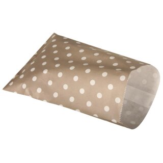 Papiertütchen Lebensmittelecht, beige mit Punkten,  25 Stück, 12,9x16,8cm