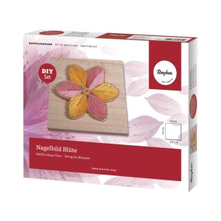 Bastelpackung: Nagelbild Blüte, 14x14x0,9cm, Box 1 Stück