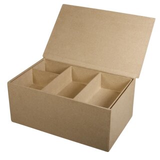 Pappmaché Sortierbox FSCRecycled100%, 22,5x14x10cm, 4 kl., 1 gr. Innenfach