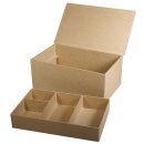 Pappmaché Sortierbox FSCRecycled100%, 22,5x14x10cm, 4 kl., 1 gr. Innenfach