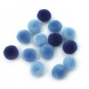 Pompons, 15 mm, . 60 Stück, blau sortiert