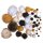 Metallic-Pompons,sortiert, Farben+Größen sortiert,  50 Stück, schwarz-gold
