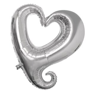 Folienballon Herz, Silhouette, 91cm ø,  1 Stück, silber