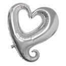 Folienballon Herz, Silhouette, 91cm ø,  1 Stück, silber