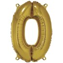 Folienballon Zahl 0, 96cm,  1 Stück, gold
