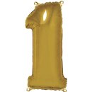 Folienballon Zahl 1, 96cm,  1 Stück, gold