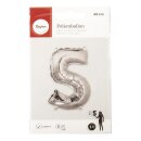 Folienballon Zahl 5, 40cm,  1 Stück, silber