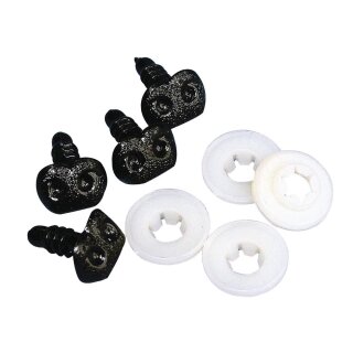Plastik-Tiernasen, 12mm,  4 Stück, schwarz
