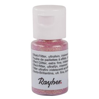 Effekt-Flitter, ultrafein, irisierend, PET, Fläschchen 10 ml, pastellrosa