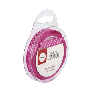Satinband mit Punkten, 9,5mm, SB-Rolle 10m, pink