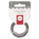 Glitter Tape Chevron, 15mm, Rolle 5m, silber