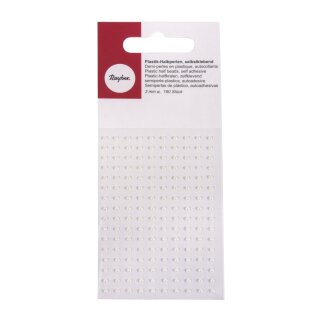 Plastik-Halbperlen, selbstklebend, ø 3 mm, . 120 Stück, weiß