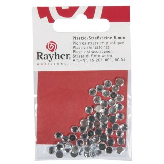 Plastik-Strasssteine, 5 mm ø, . 60 Stück, bergkristall