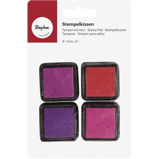 Mini-Stempelkissen Set - Girls, 3x3cm, pink/rot Töne, SB-Blister 4 Stück