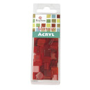 Acryl-Mosaik, 1x1 cm, transparent,   ca. 205 Stück / 50g, klassikrot